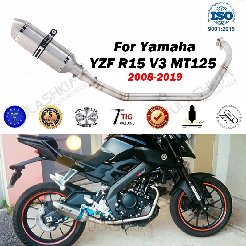 

Motorcycle Full Exhaust Escape System Modifed Middle Link Pipe Slip On For yamaha YZF-R15 R5 MT-15 V1 V2 R125 2008-2019