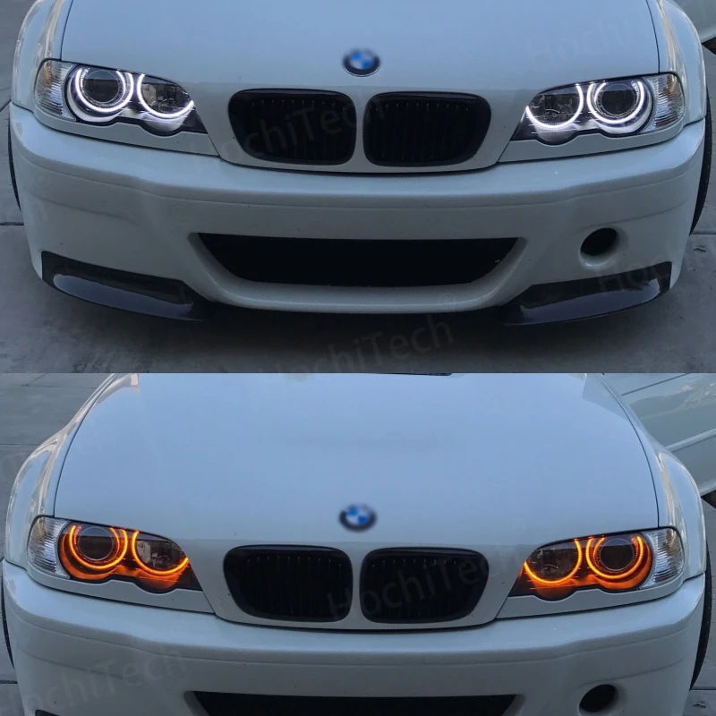 BMW 3 시리즈 E46 세단 투어링 왜건 쿠페 컴팩트 1998-2005 화이트 LED 헤드라이트, 천사 악마 눈 키트, 천사 눈 조명