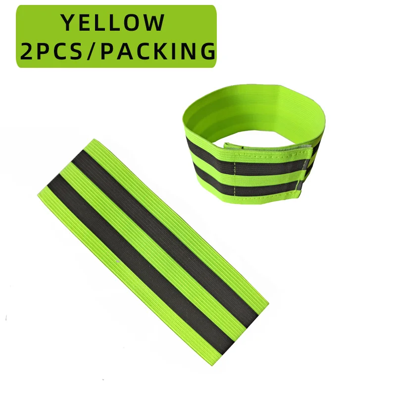 2 Pcs Reflective Bands Safety Tape Straps Elastic Armband Wristband for Cycling Running Bind Pants Leg Bike