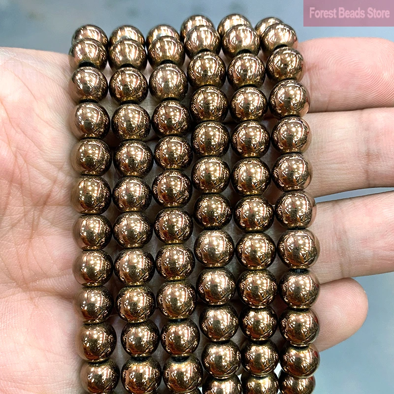 Smooth Chocolate Brown Hematite Stone Beads Loose Spacer Beads For Jewelry Making DIY Necklace Bracelet 2/3/4/6/8/10/12mm 15