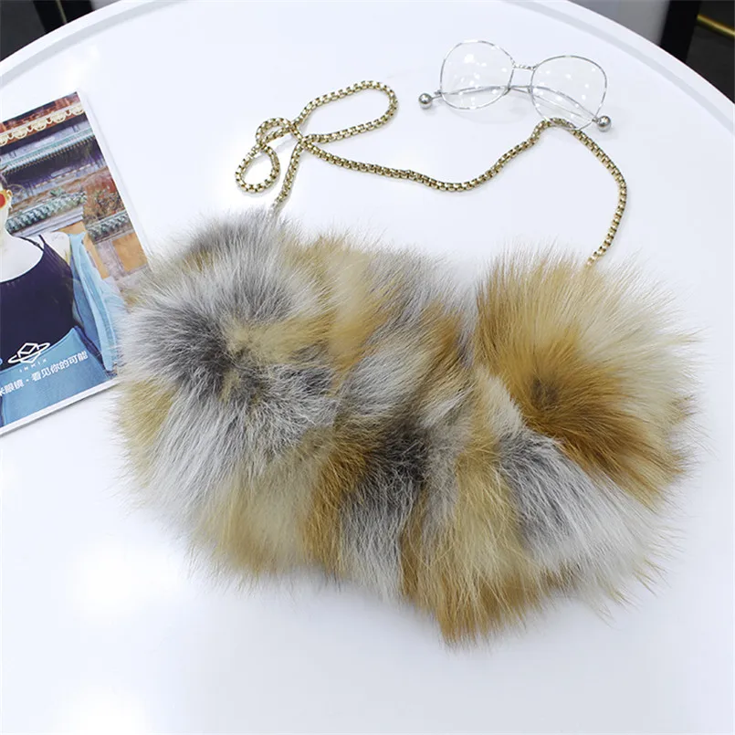 Real Red Fox Fur Handbag Women's Winter Bag Christmas Gift Crossbody Bags  Hand Warmer