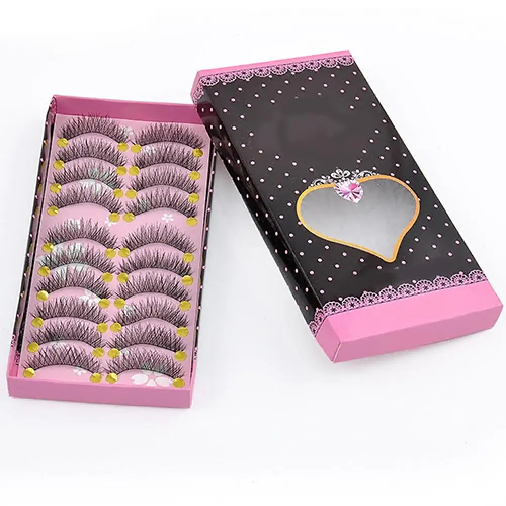 Pestañas postizas cruzadas gruesas de aspecto Natural, herramienta de maquillaje, juego de pestañas negras, 10 pares