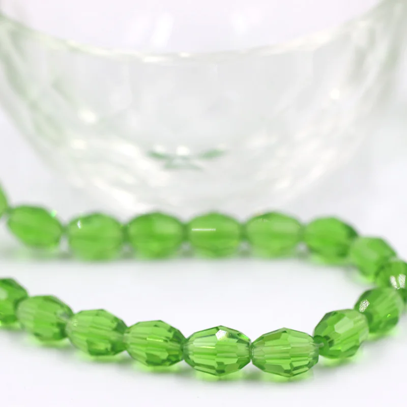 Glass Rice Beads Oval 4x6mm 6x8mm 8x11mm Crystal Faceted Loose Olive Beads For DIY Making Bracelet Wholesale In Bulk