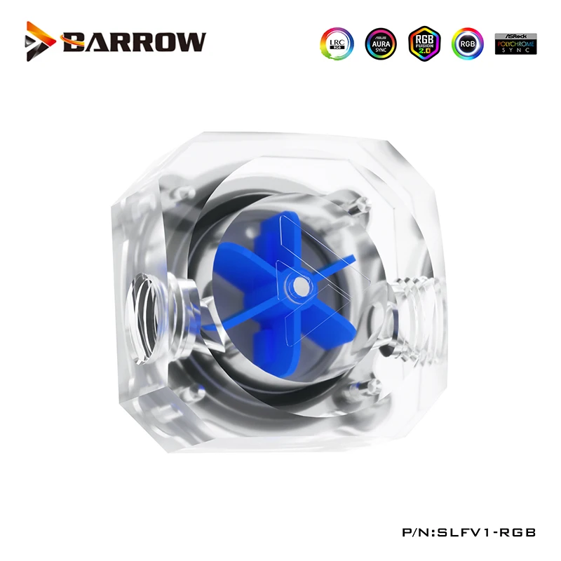Barrow Computer Water Cooling Flow Velocity Meter Acrylic Ceramic Bearing 5V ARGB Flow Indicator Black,Green.Red,Blue ,SLFV1-RGB