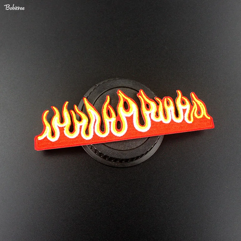 Fire The Flame Red Patch iron on Transfer for Clothes Embroidery Badge Applique DIY Stickers Sewing Supplies