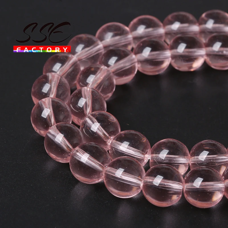 Wholesale Clear Pink Crystal Glass Beads Round Loose Spacer Beads 15