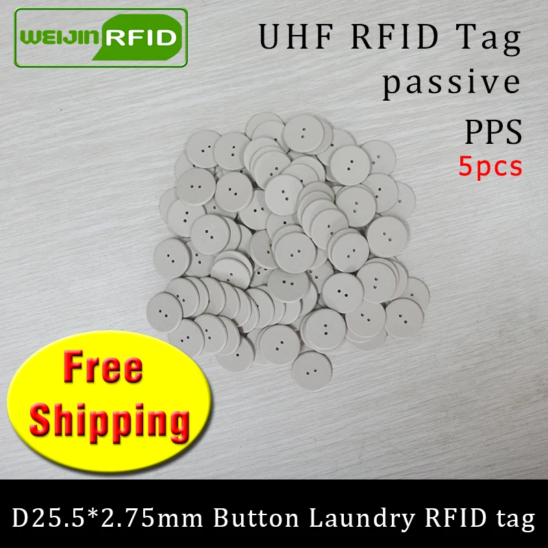 

UHF RFID tag laundry PPS button washable 915mhz 868mhz 860-960MHZ Higgs3 EPC 6C 5pcs free shipping smart card passive RFID tags