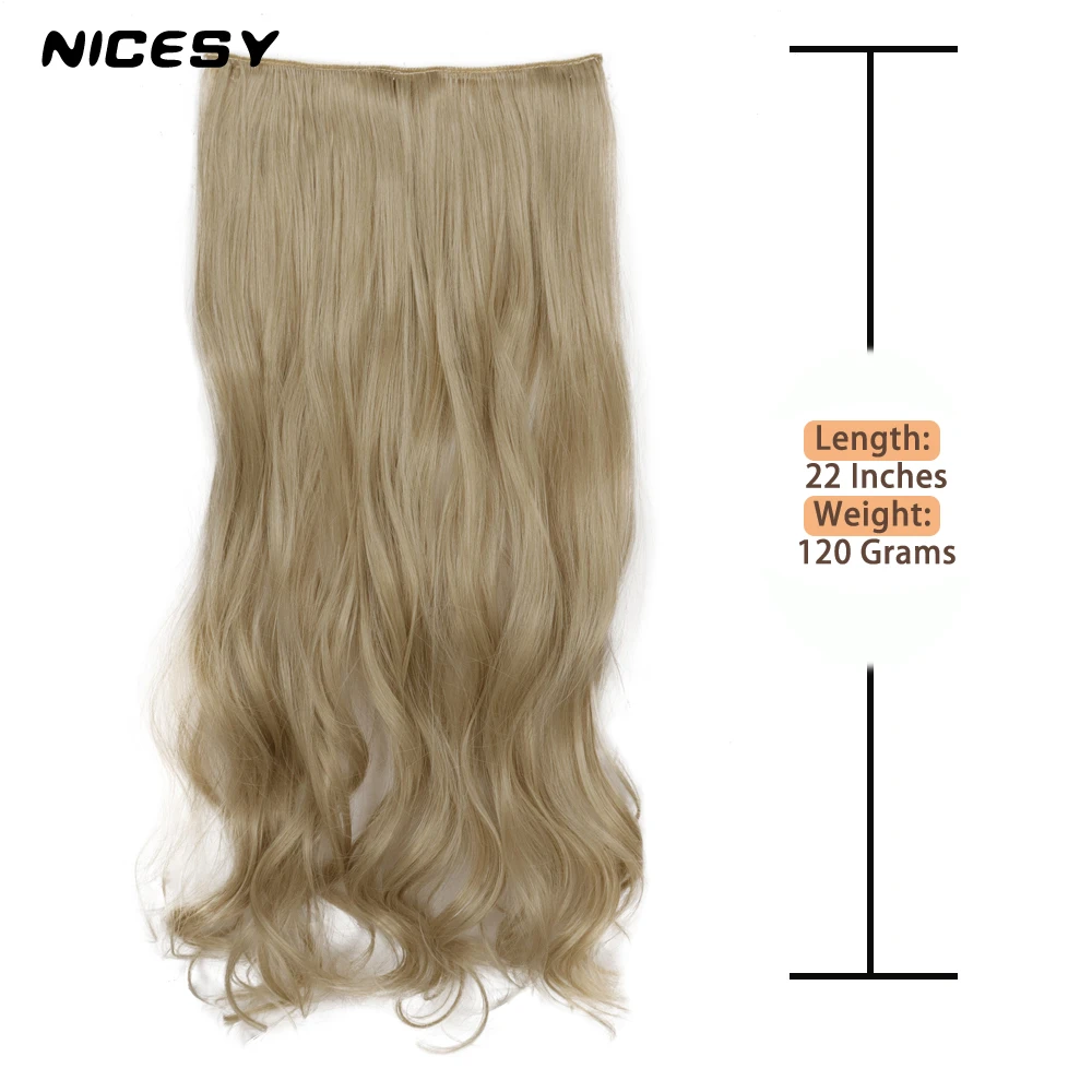 NICESY Synthetic Long Straight Clip In One Piece Hair Extension 5 Clips False Blonde Hair Brown Black Heat Resistant Fake Hair