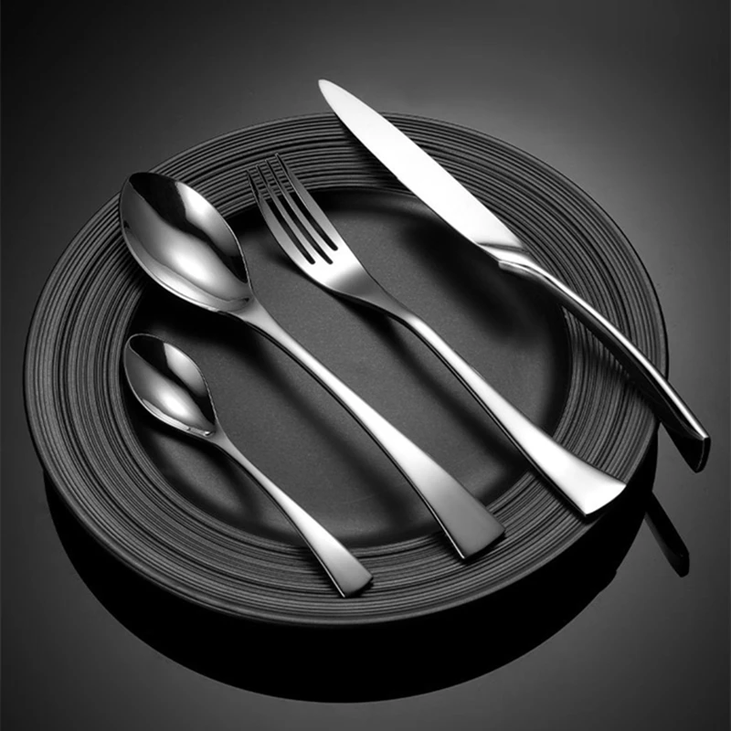 Kitchen Tableware Stainless Steel Luxury Cutlery Set Dinnerware Sets Knife Fork Spoon Western Dinner Set Silver Cutlery Set Gold