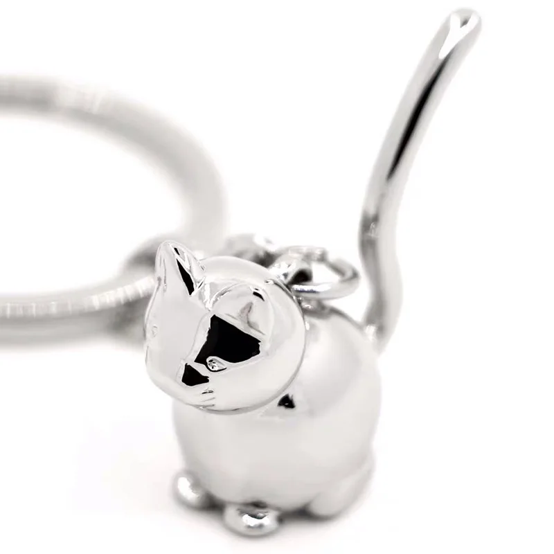 

100Pcs/Lot Cute 3d Cat Keychain Women Girl Metal Kitten Car Key Ring Handbag Charm Keys Accessories Jewelry Love Animals Gift