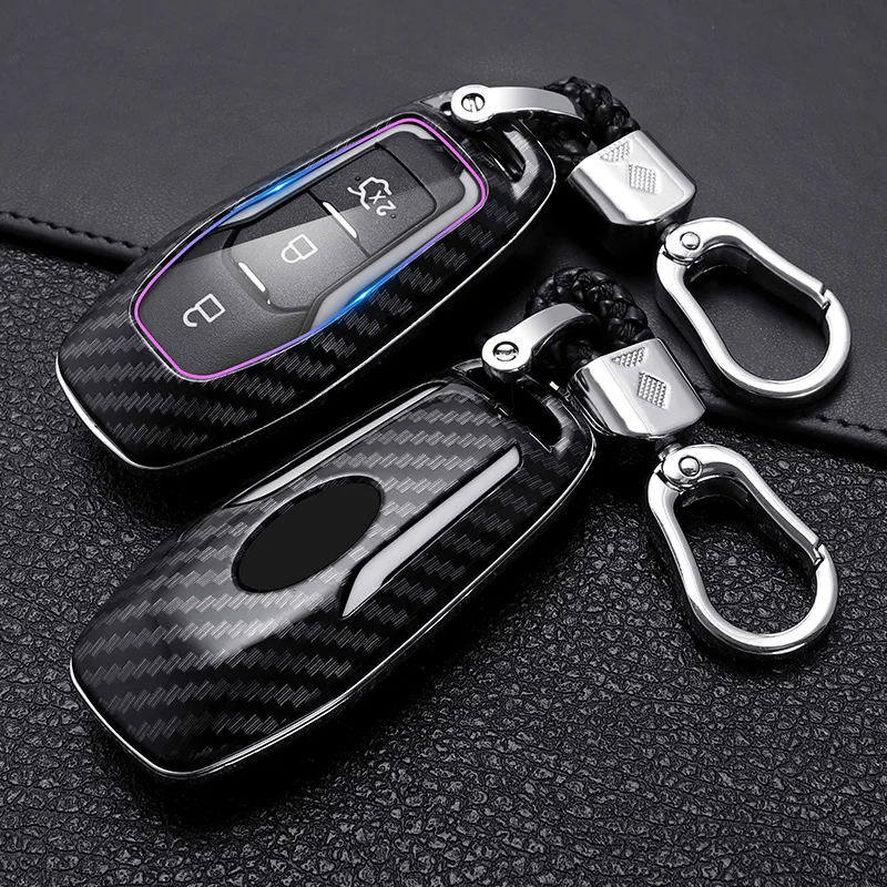 New Carbon Fibre Car Key Cover Case For Ford Fusion Mondeo Mustang F-150 Explorer Edge 2015 2016 2017 2018 Car Accessories