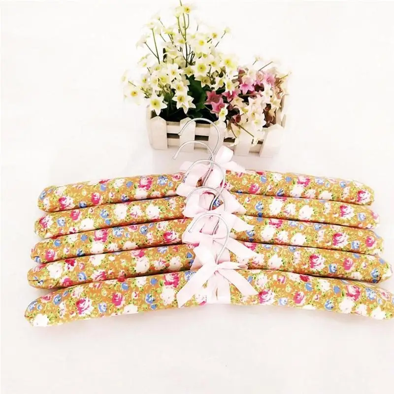 5pcs Colorful Blossom Sponge Padded Clothes Hanger Dress Cotton Coat Hangers Skid Suit Satin Hangers Resistance Rack Clothe T0B5
