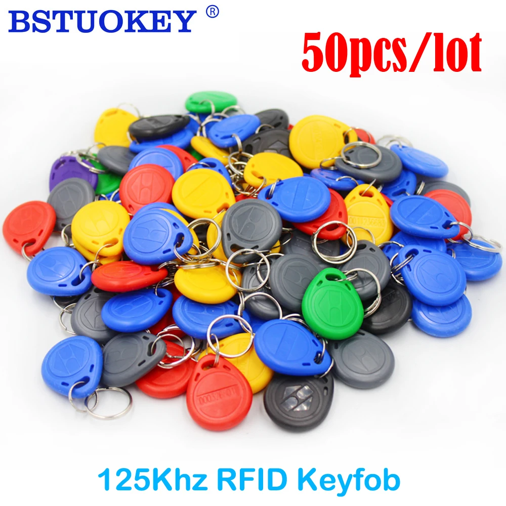 50 stücke Wasserdicht 125KHz RFID Tag Proximity RFID Karte Keyfob Key Fob Access Control Smart Card Farbe ID Keychain