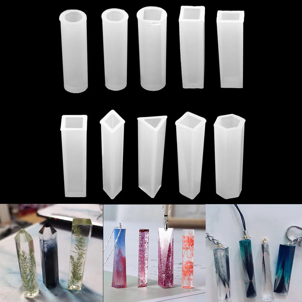 11 Style Column Shape Silicone Molds Cylinder Trapezoid Crystal Mold Pendant Decoration Epoxy Resin Mould for DIY Jewelry Making