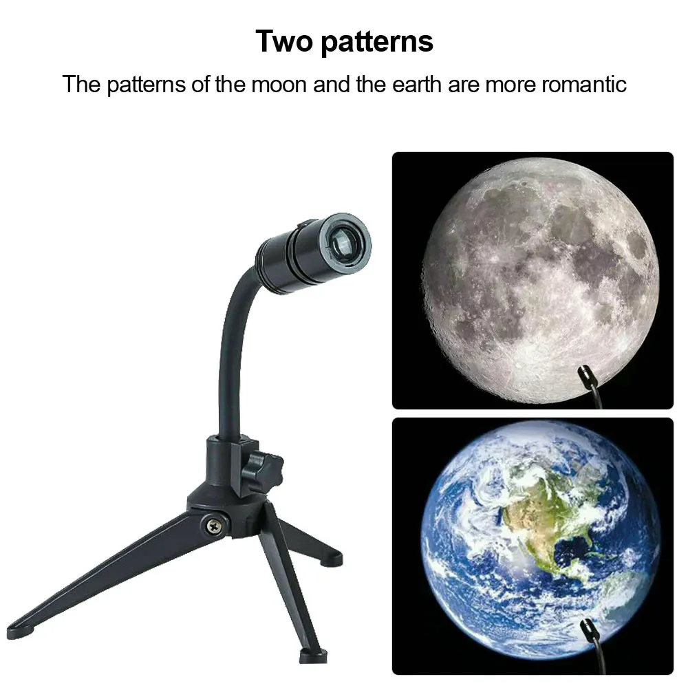 Moon Earth Lamp Planet Projector Lamp 360 Rotatable Bracket USB Rechargeable Led Night Light Planet Projection Lamp Room Decor