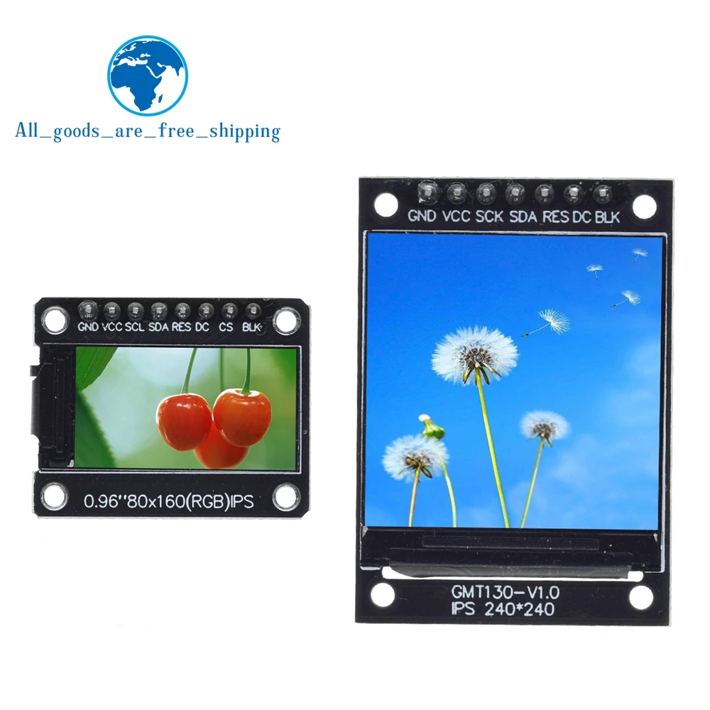 TZT modul LCD warna penuh, 0.96 / 1.3 inci IPS 7P SPI HD 65K ST7735 Drive IC 80*160 (tidak OLED) UNTUK Arduino