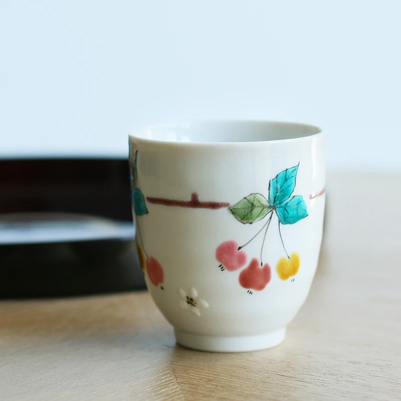 

valley burned hand painted small apple lines imported from Japan ceramic cups masters cup sample tea cup single cup