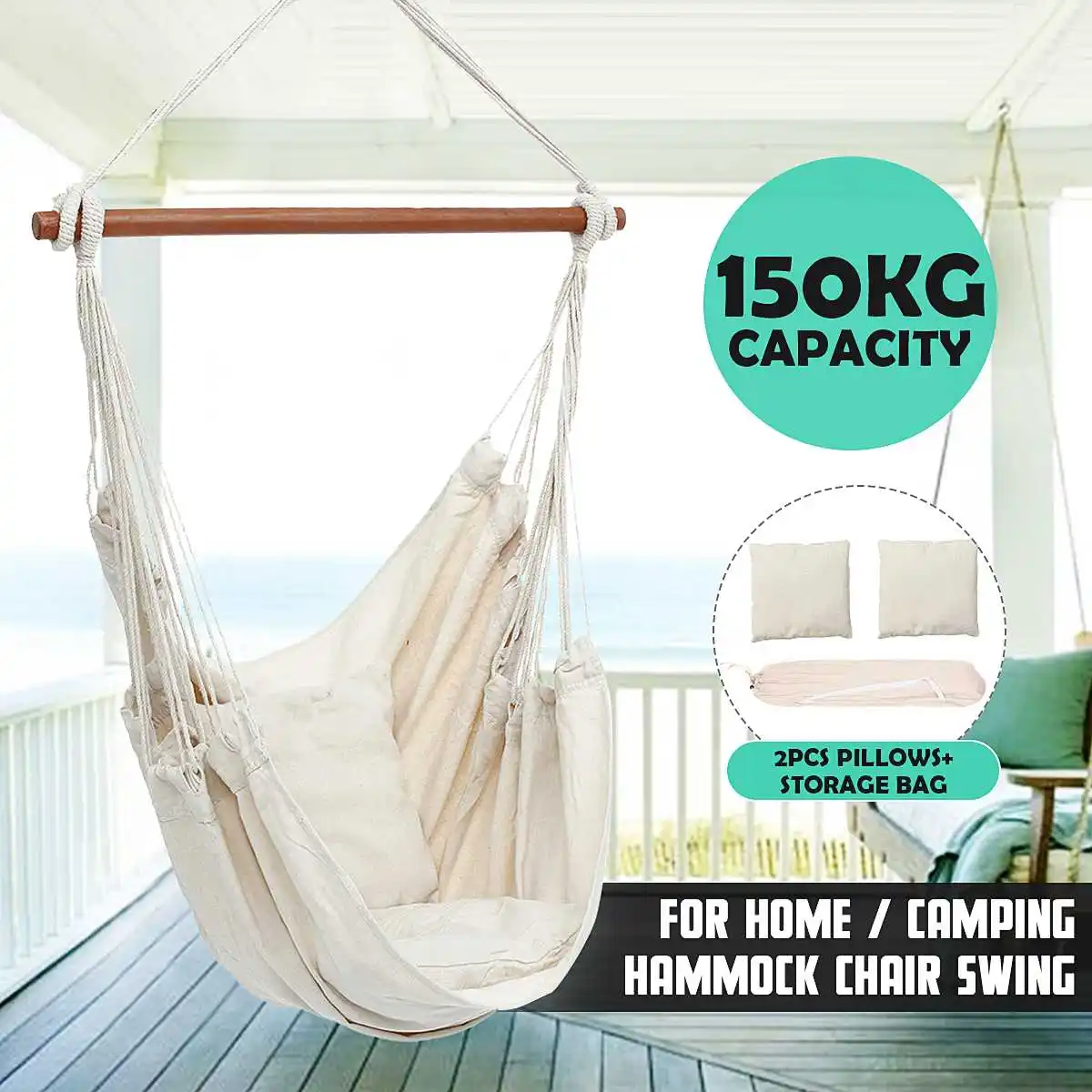 

Nordic Style White Hammock Outdoor Indoor Garden Dormitory Bedroom Hanging Chair For Child Adult Swinging Single Safety Hammock