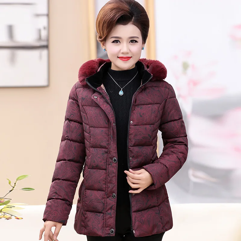 

Middle-aged and Elderly Women's Jackets Cotton Coat 2022 Winter Jacket Coats Cotton Printed Jackets Parkas Grandma Outfit 4XL