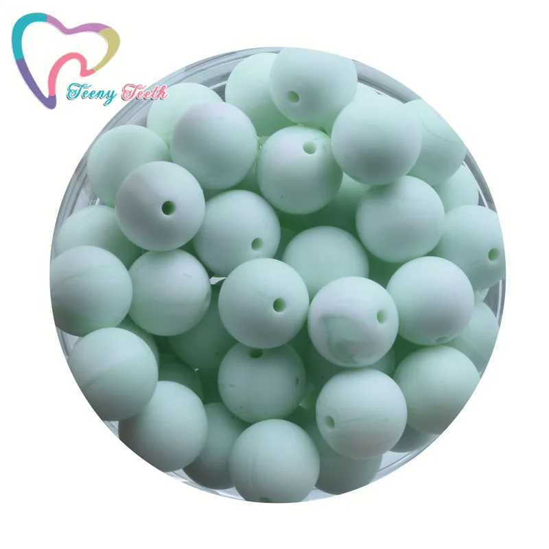 100 PCS Marble Colorse Series 9-19MM Baby Teether DIY Accessories Baby Product Teething Necklace Food Grade Silicone Round Beads