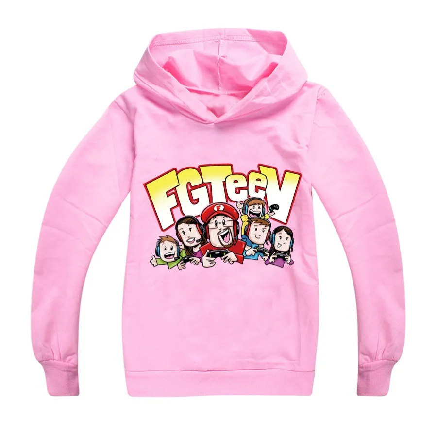 unisex Clothes Kids FGTEEV Active Boys Hooded Cotton Girls Cartoon Full Spring Sportswear Chidren T Shirt Girls Clothing+sunhat