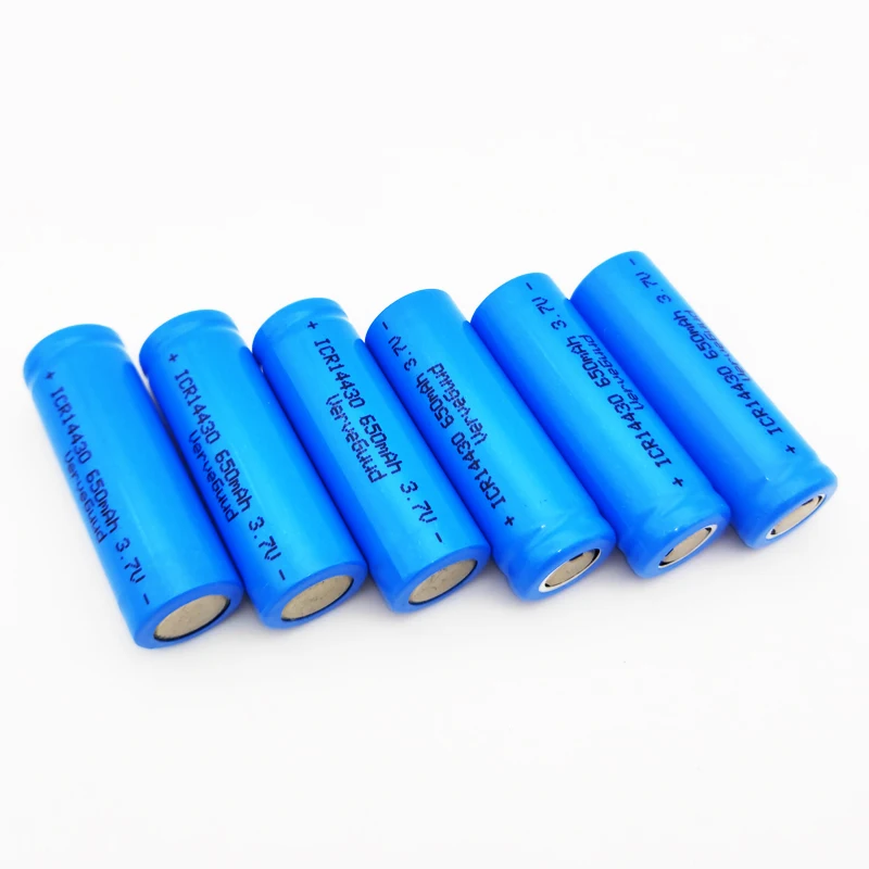 VerveGuud 14430 650mAh ICR14430 Li-Ion Rechargeable Battery 3.7v Liion Lithium Batteria Low Self Discharge Batteries