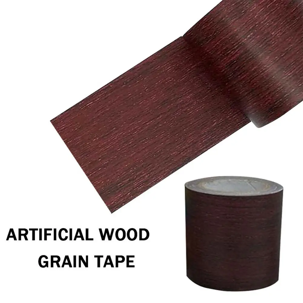 5.7cmx4.57m Waterproof Wood Grain Adhesive Tape Furniture Floor Leather Repair Tape Patch for Window Desk Cabinet Door Baseboard