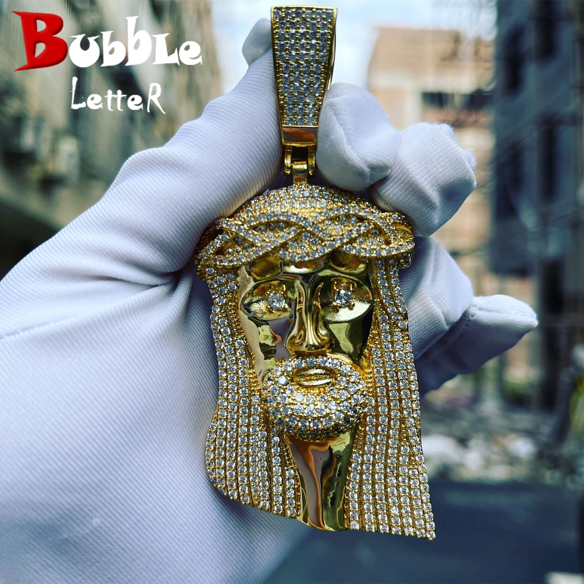 Keine Chian Religiöse Jesus Kopf Anhänger männer Hip Hop Weißen Gold Überzogene Schmuck