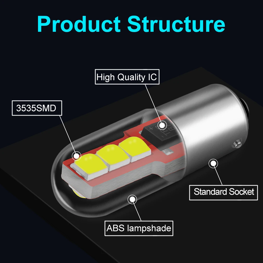 Lâmpada led canbus para interior do carro, 2 peças ba9s, t4w, h6w, bax9s, bay9s, h21w, 6smd, 3535, chips, luz de estacionamento, 12v