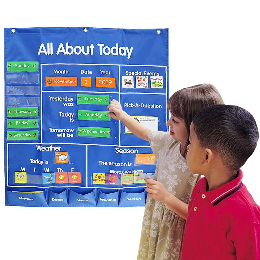 New Calendar Hanging Bag All About Today Pocket Chart Daily Classroom Calendar Board Hanging Bag Six Pockets