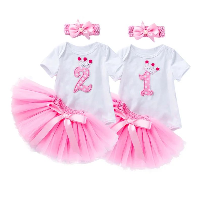 1 2 Year Girl Baby Birthday Dress Fancy Birthday Dress for Toddlers Tutu Dress 3 Piece Infant Clothing Newborn Outfit