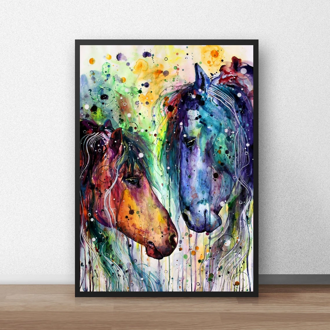 Watercolour Horse Attraction Poster Canvas Art Print Home Decoration Wall Painting ( No Frame )