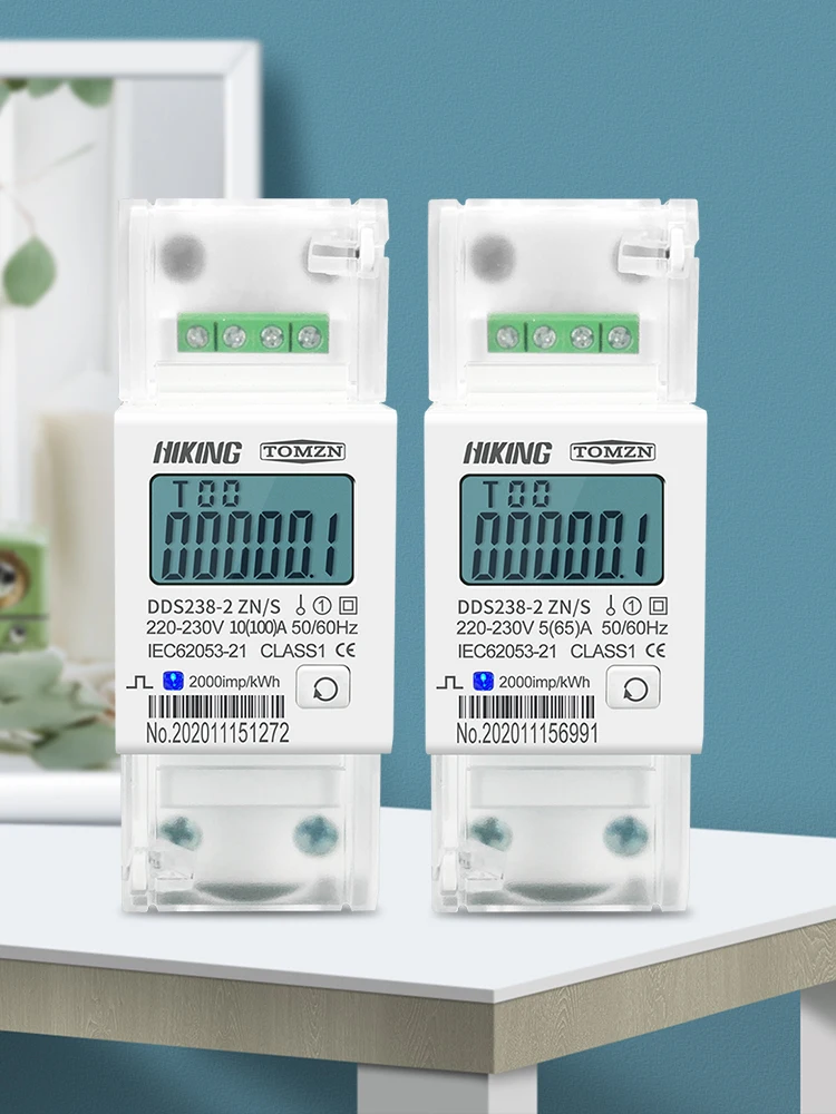 1 SZT. TOMZN Licznik energii elektrycznej na szynę DIN, 220V 230V 50Hz 60Hz, pomiar napięcia i prądu, DDS238-2 ZN/S, jednofazowy, RS485 MODBUS-RUT — zdjęcie 2
