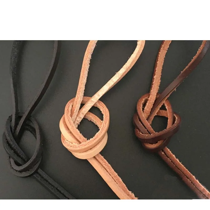 Vintage 100% Genuine Cowhide Leather Cord Strip Flat Rope String DIY Braided Craft Jewelry Bag 5 meters Leather craft