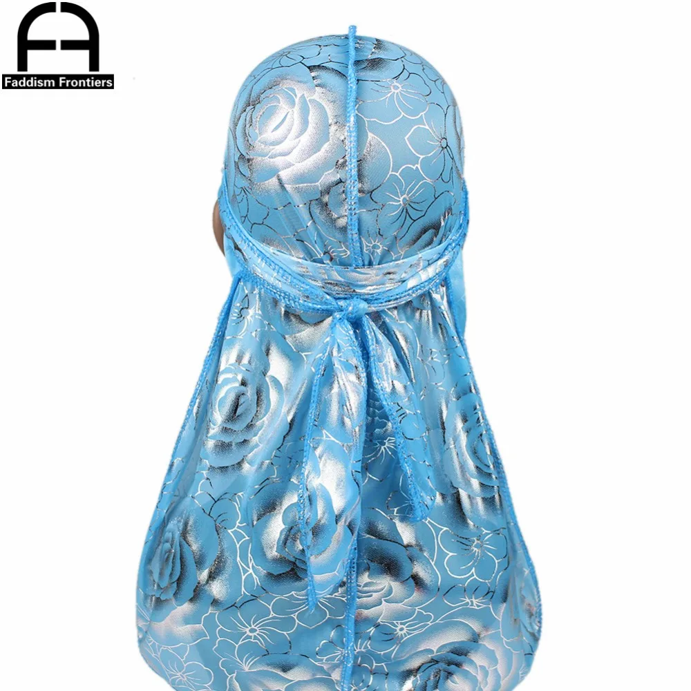 Benutzerdefinierte männer Druck Seidig Durags Turban Hut Bandanas Headwear Rose Gedruckt Männer Seide Durag Langen Riemen Wellen Haar Zubehör – Detail 17