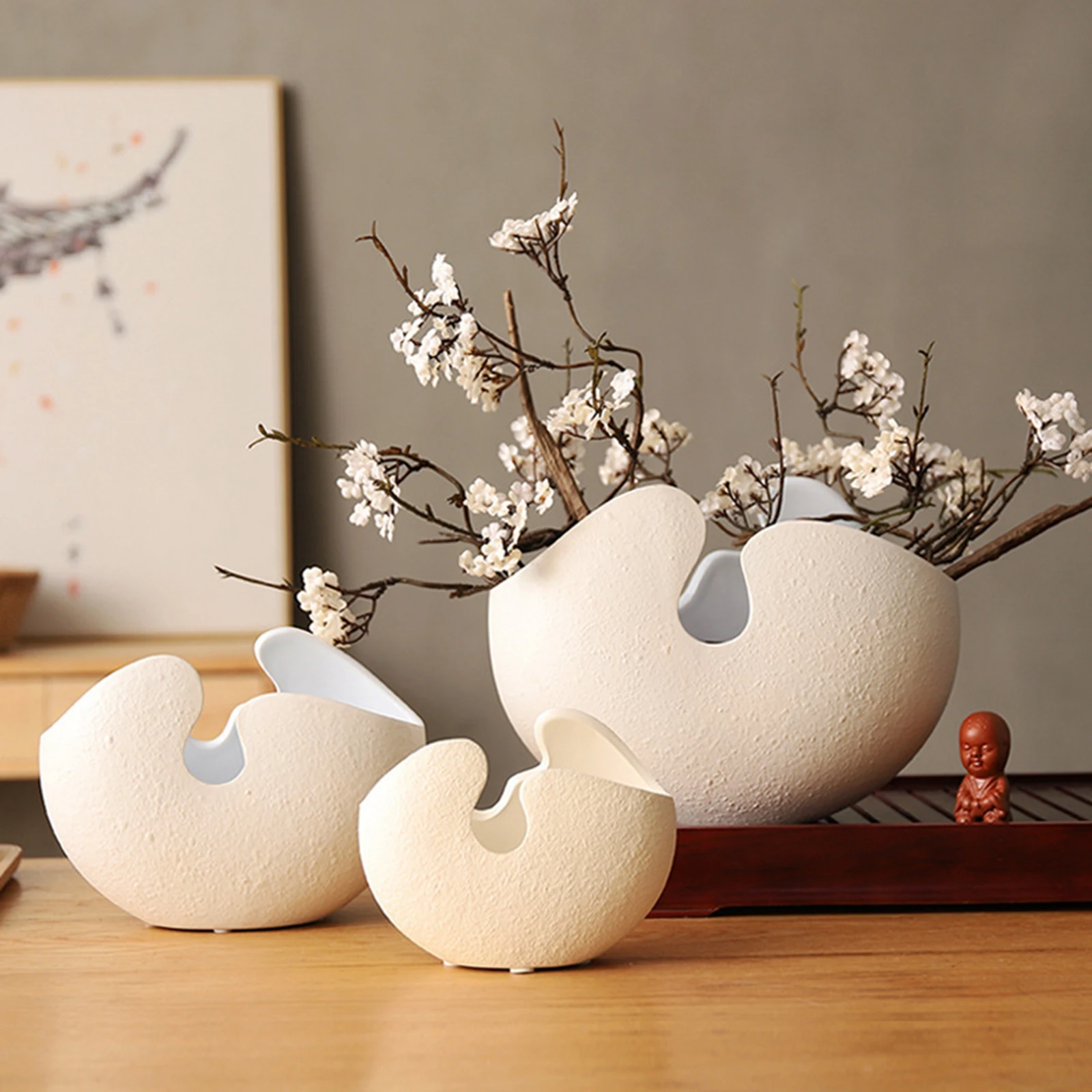 Imitation Eggshell Vase Creative Flower Ceramic vase Chinese crafts Porcelain Hydroponic Flower Pots Living Room Art Decoration