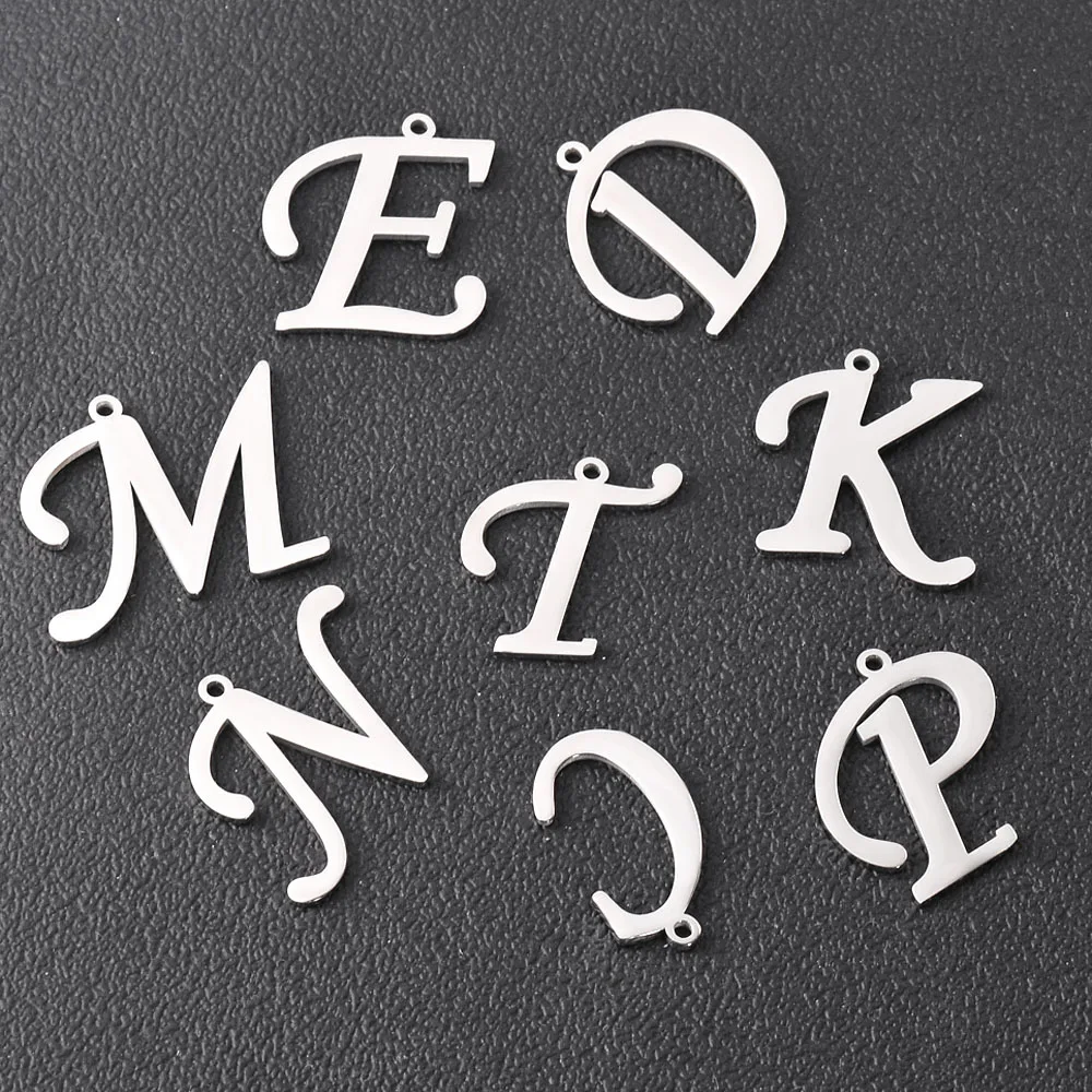 

5pcs/lot Top Quality Big 26 Letters Stainless Steel Polish Charm Pendant Alphabet Necklace DIY Jewelry Making Charms