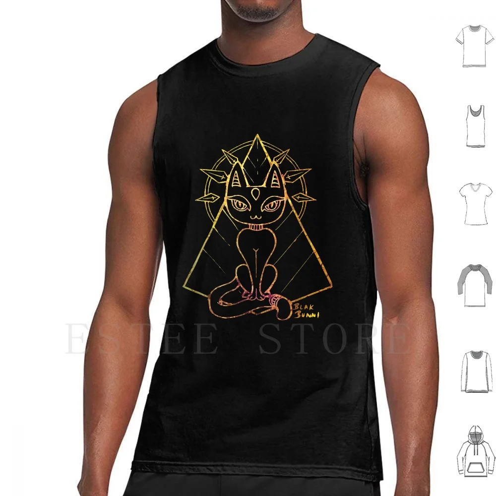 Bastet-All Eyes On You Tank Tops Vest Cotton Egypt Bastet Bast Strega Cute Cat Kawaii Kawaii Egypt Creepy Cute One Colour
