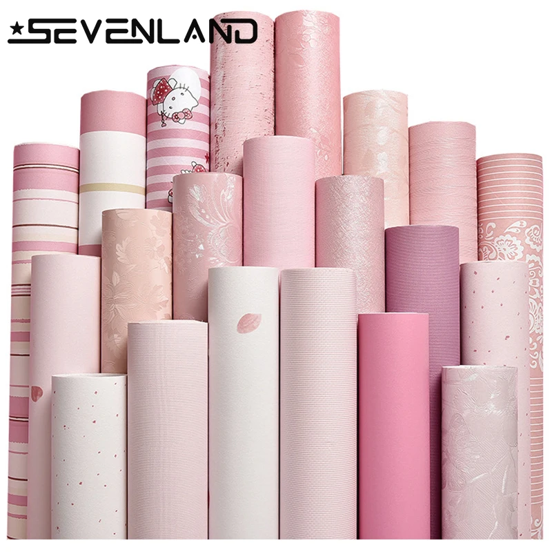 Sevenland Self Adhesive Waterproof Pink Kitchen Cupboard Cabinet PVC Wallpaper Wall Sticker Gilr Women