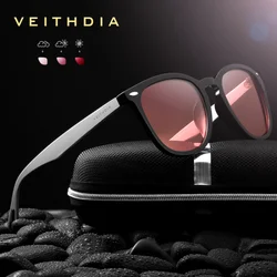 VEITHDIA Brand Sunglasses  Aluminum+TR90 Men's Photochromic Mirror Sun Glasses Eyewear Vintage Outdoor Eyeglasses For Women 6116