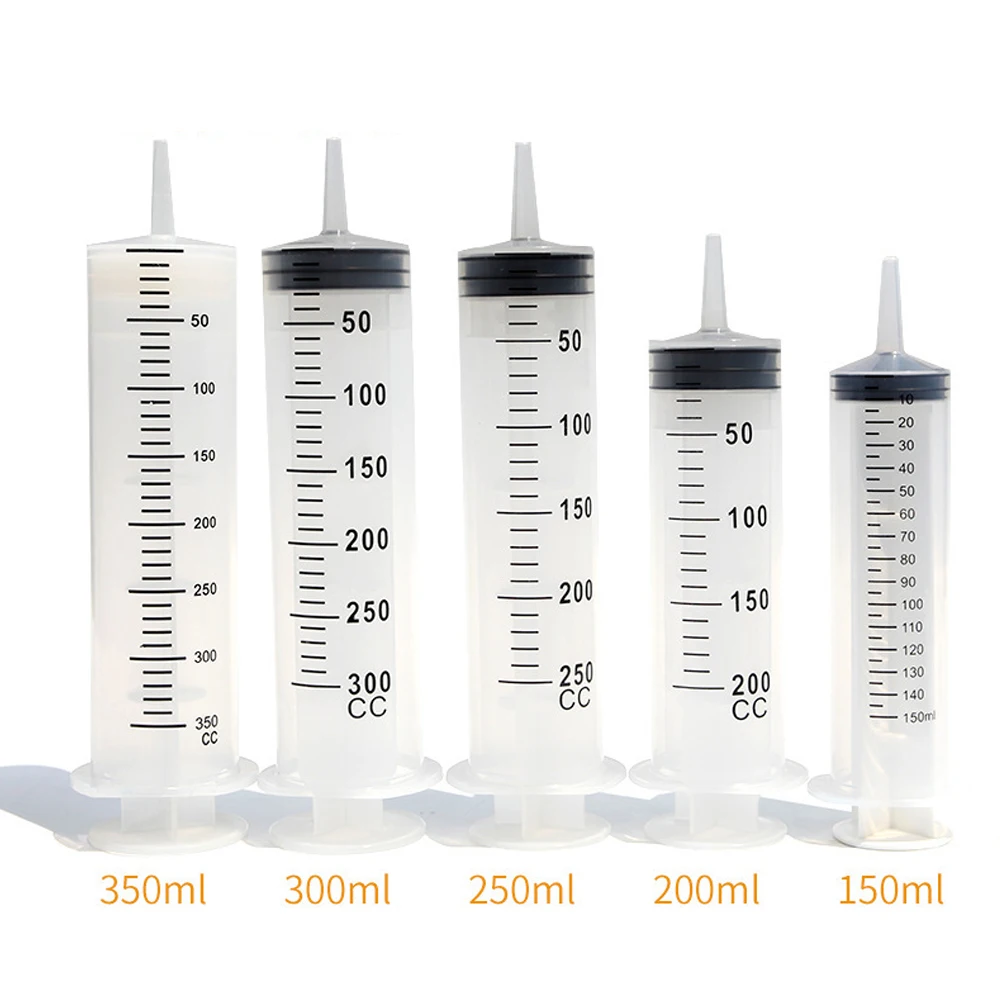 3PCS 20ml-500ml Plastic Syringe Hydroponics Analyze Measuring Cub Nutrients Syringe For Injectors Ink Cartridge Pets Cat Feeders