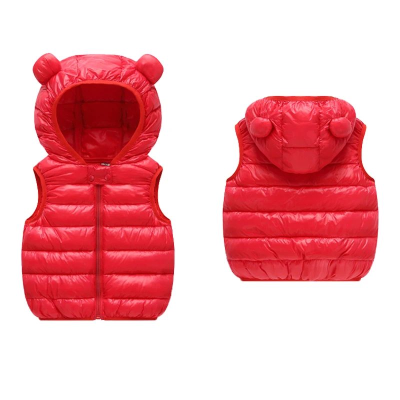 2021 Children Warm Down Vest Autumn Baby Boys Girls Thicken Waistcoat Baby Outerwear Vests 1-5 Years Kids Hooded Jackets Vest