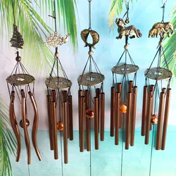 6 Tubes Copper Wind Chimes Metal Wind Bells Handmade Ornament Garden Patio Outdoor Wall Hanging Home Decor