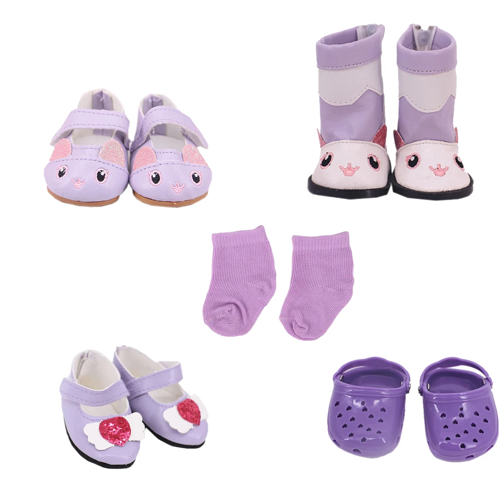 Doll Clothes Purple Unicorn Elements Set Kitty Shoes Fit 18Inch American &43cm Baby Reborn Doll Accessories,Russia Kid Play Toys