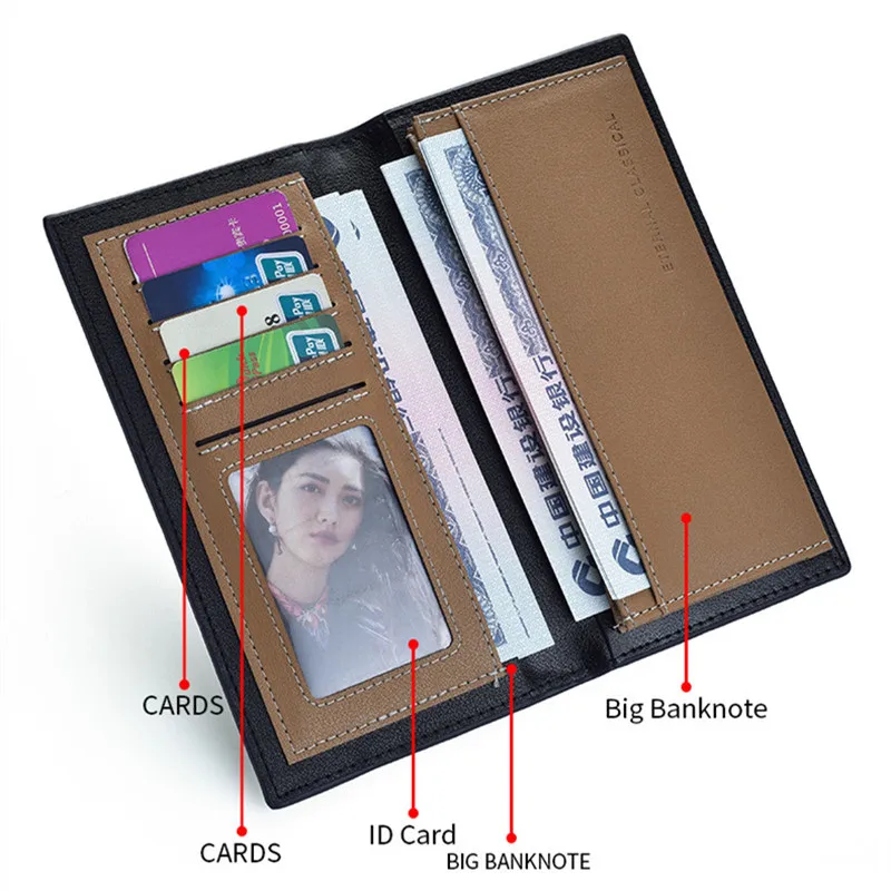 2025 New Wallet Long Korean Youth Business Wallet Multi-card Wooden Grain Student Soft Wallet Wallet