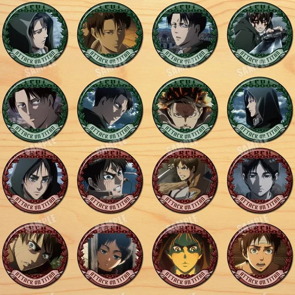 8pcs/set 58mm Shingeki No Kyojin Levi Ackerman Badges Brooch Round Pins