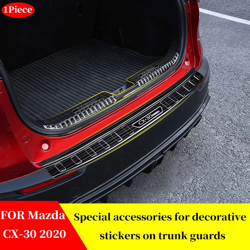 FOR Mazda CX-30 CX30 2020 Car Rear Bumper Load Edge Protector Stickers Auto Trunk Guard Plate Car Decoration paste Accessories