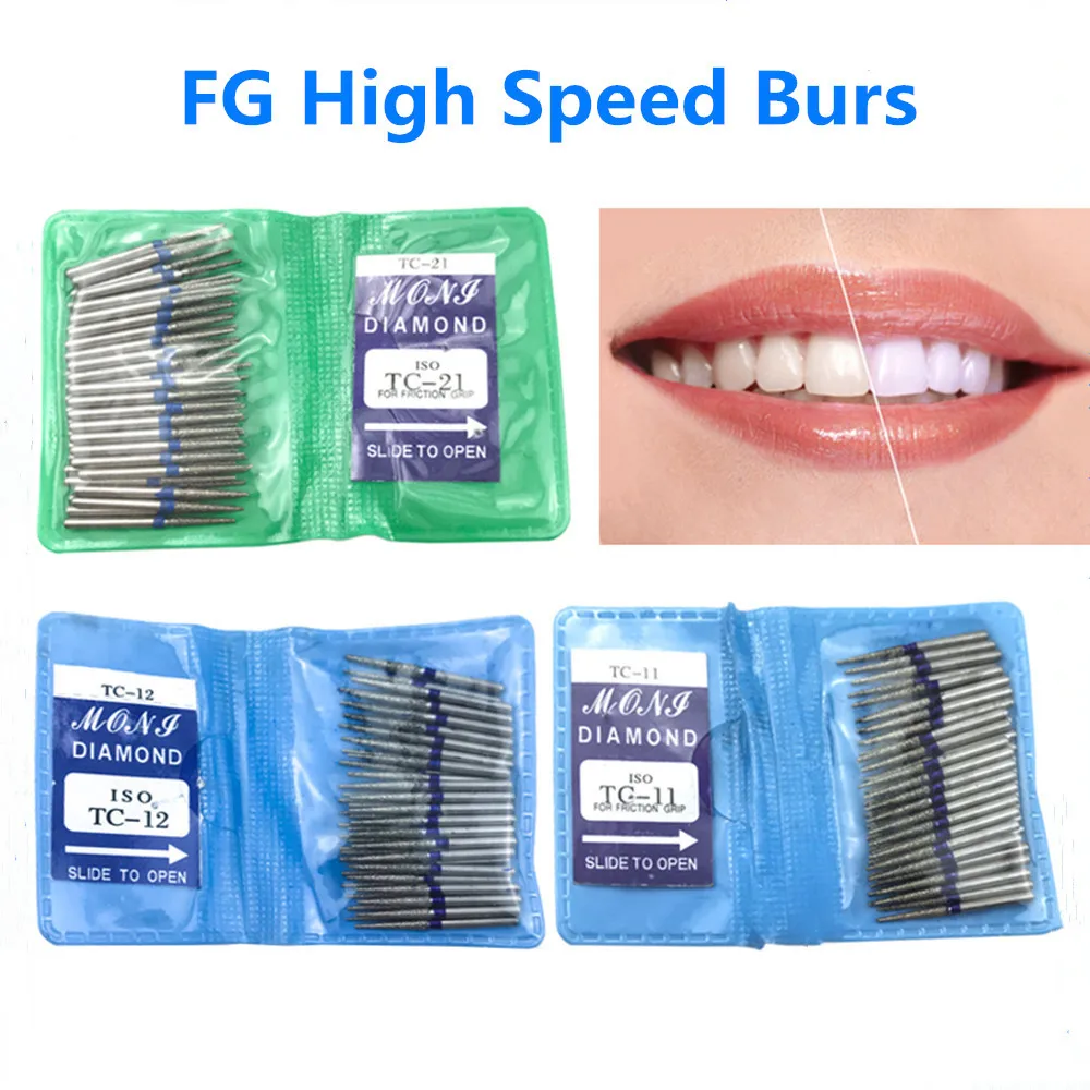 50pcs Dental Diamond FG High Speed Burs for Polishing Smoothing TC Series Dental Burs Hot Sale