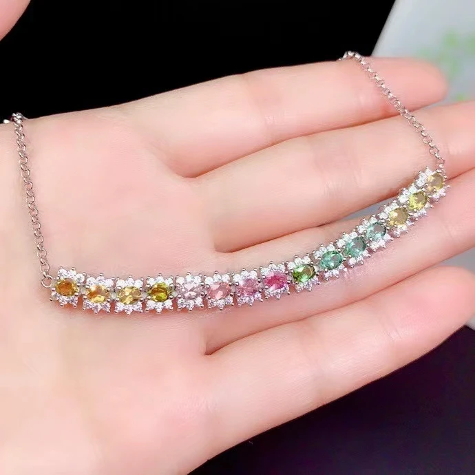 KJJEAXCMY fine jewelry 925 sterling silver inlaid Natural tourmaline women exquisite noble gem hand bracelet support detection