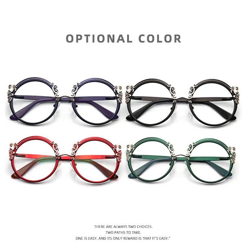 Glasses Frame Women Retro Round Eyeglasses Frames Fashion Luxury Anti Blue Light Reading Glasses Eyewear Optical Prescription